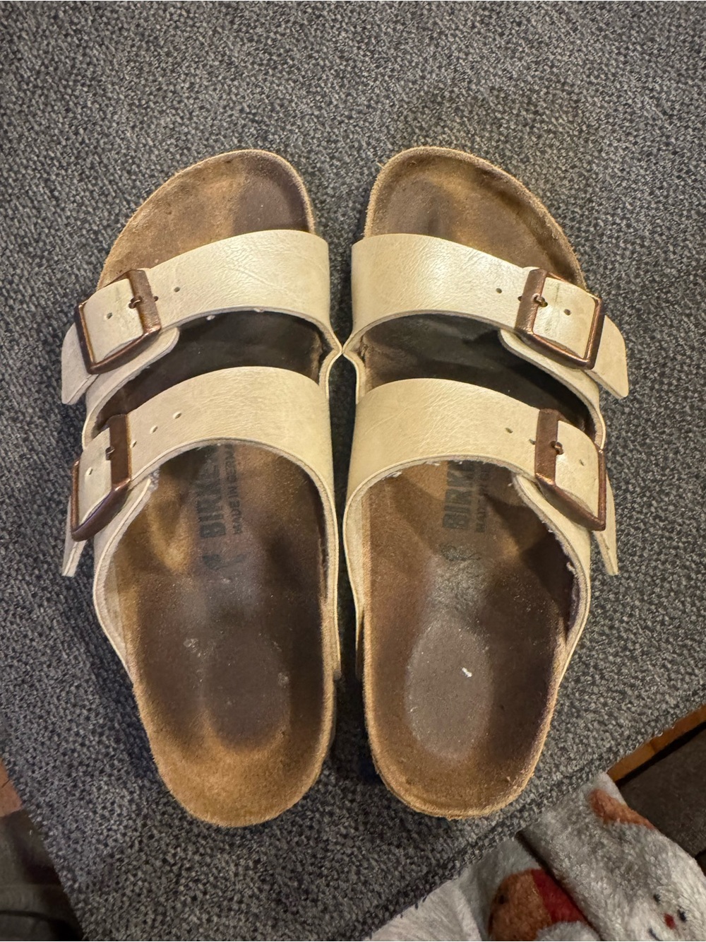 Birkenstocks Beige Double-Buckle Slide Sandals